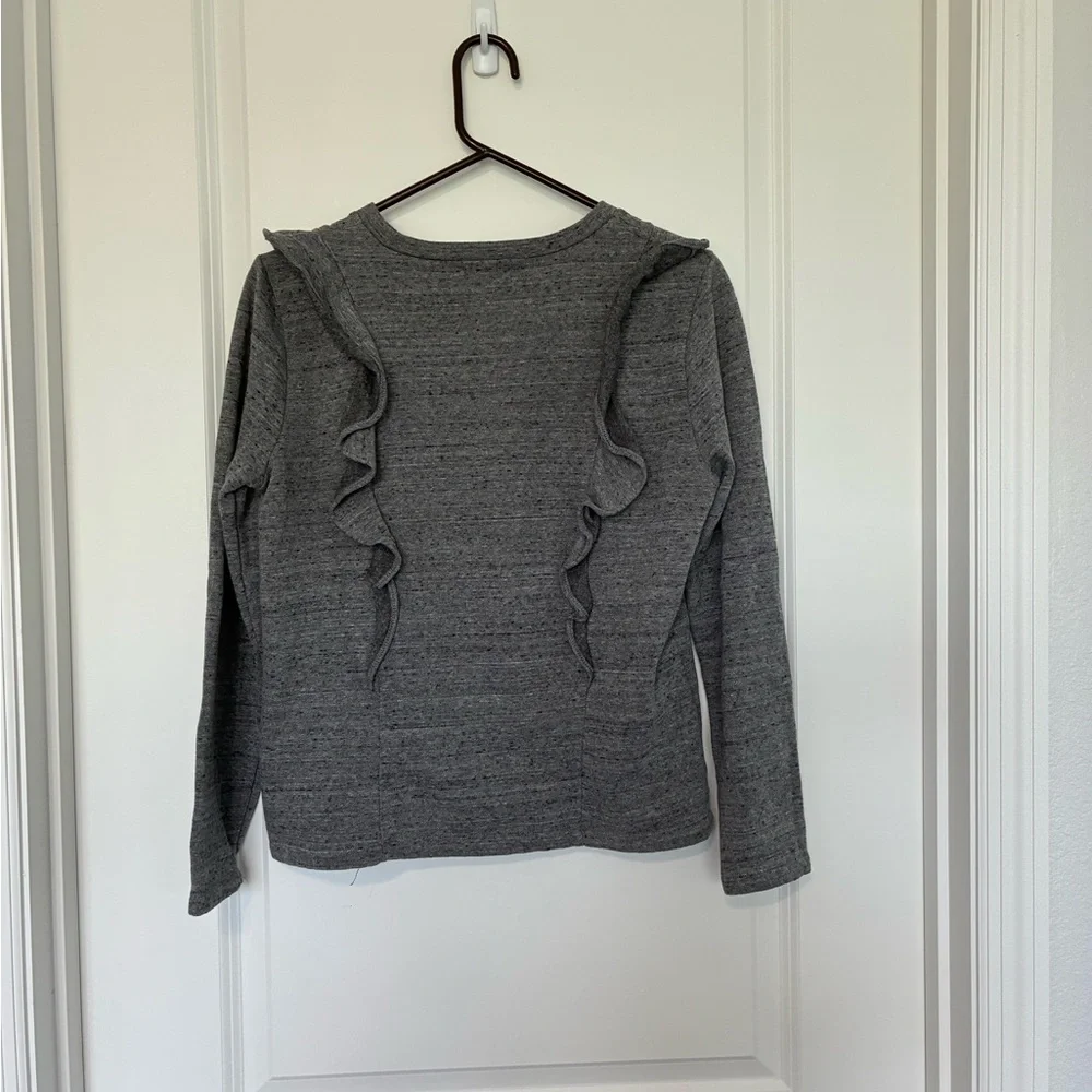 J. Crew Mercantile Gray Ruffled Sweatshirt Top Women’s Size Small